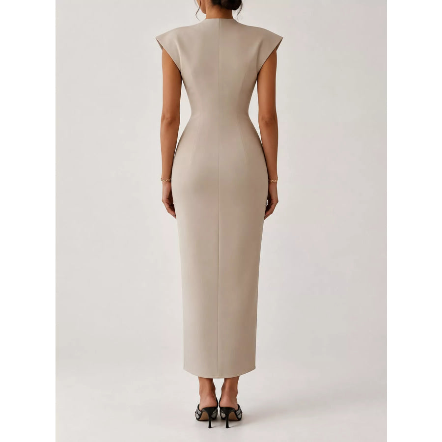 Slit Sleeveless Bodycon Midi Dress Apparel and Accessories