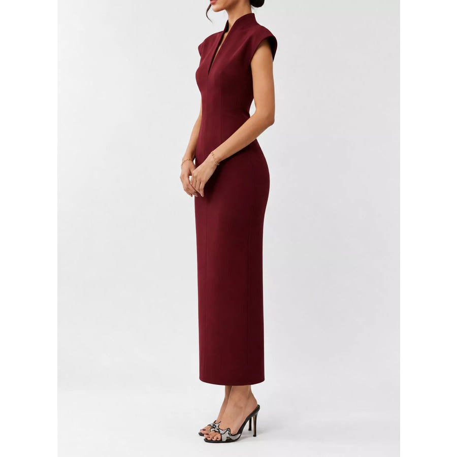 Slit Sleeveless Bodycon Midi Dress Apparel and Accessories