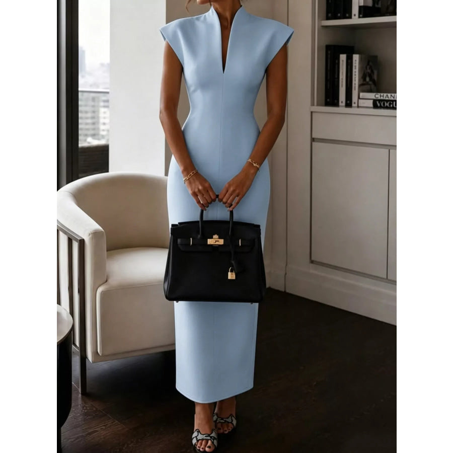 Slit Sleeveless Bodycon Midi Dress Apparel and Accessories