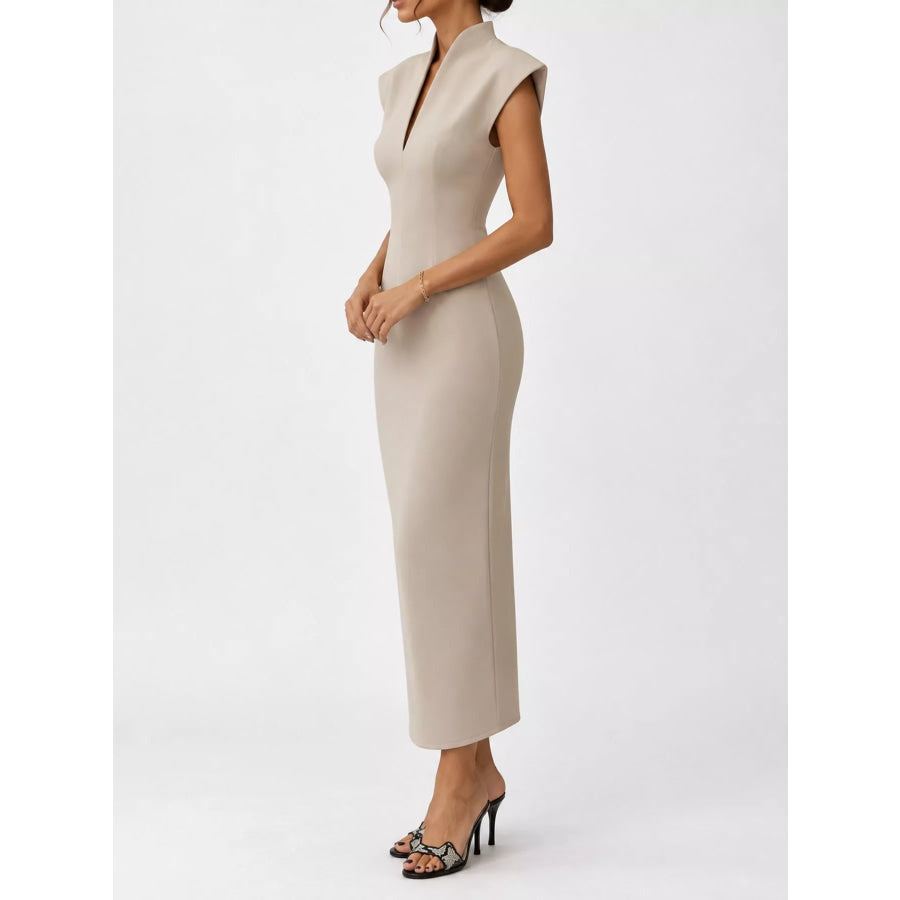 Slit Sleeveless Bodycon Midi Dress Apparel and Accessories