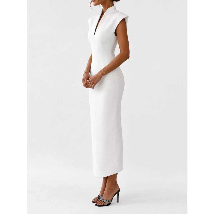 Slit Sleeveless Bodycon Midi Dress Apparel and Accessories
