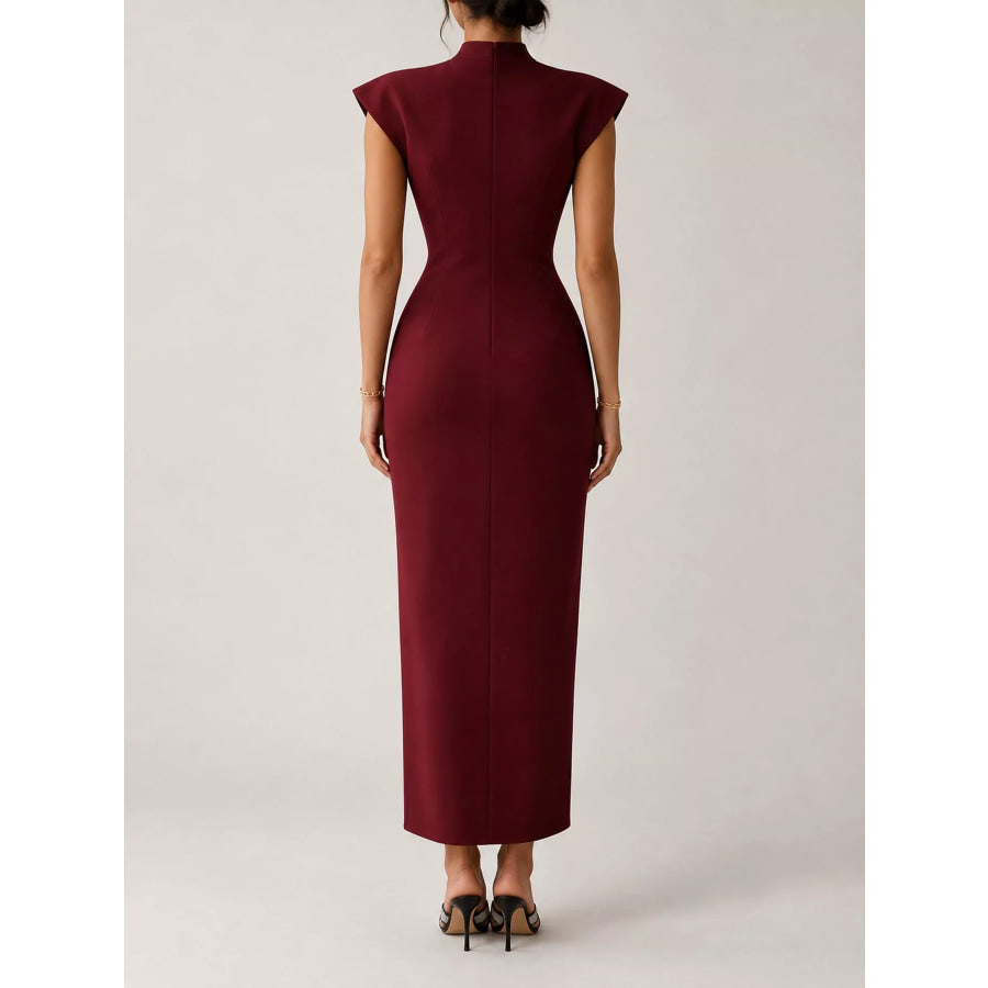 Slit Sleeveless Bodycon Midi Dress Apparel and Accessories
