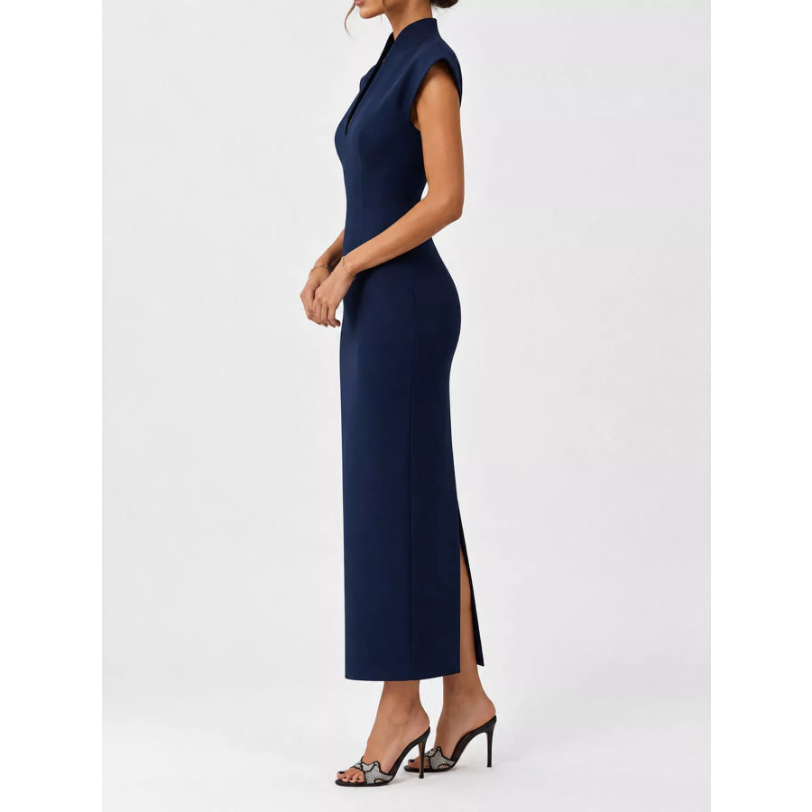 Slit Sleeveless Bodycon Midi Dress Apparel and Accessories