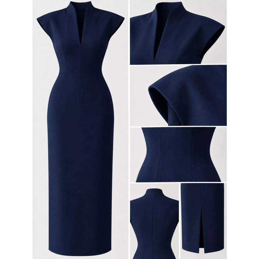 Slit Sleeveless Bodycon Midi Dress Apparel and Accessories
