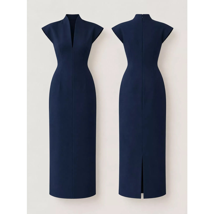 Slit Sleeveless Bodycon Midi Dress Apparel and Accessories