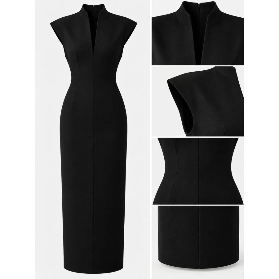 Slit Sleeveless Bodycon Midi Dress Apparel and Accessories