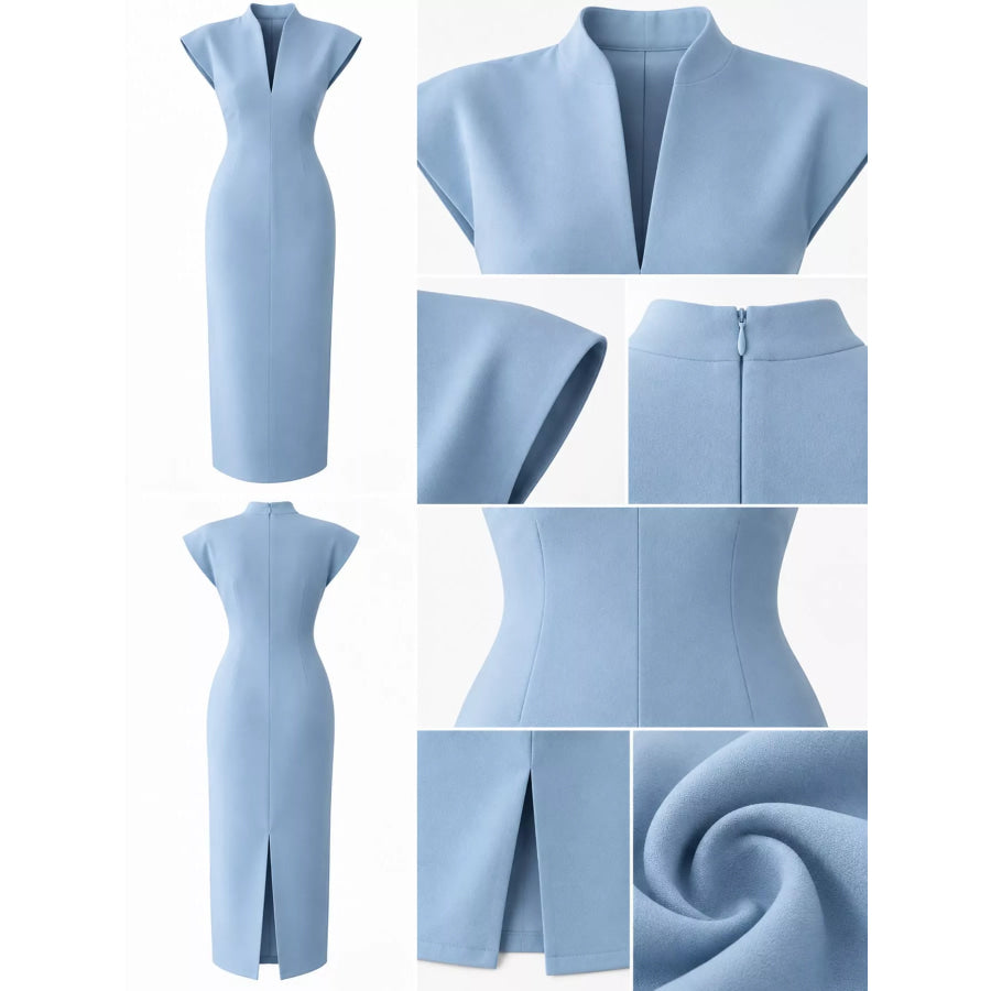 Slit Sleeveless Bodycon Midi Dress Apparel and Accessories