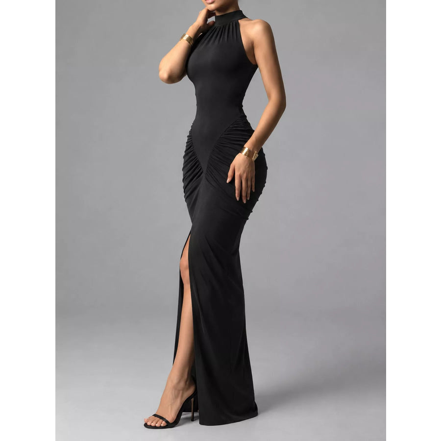 Slit Sleeveless Maxi Dress Black / S Apparel and Accessories