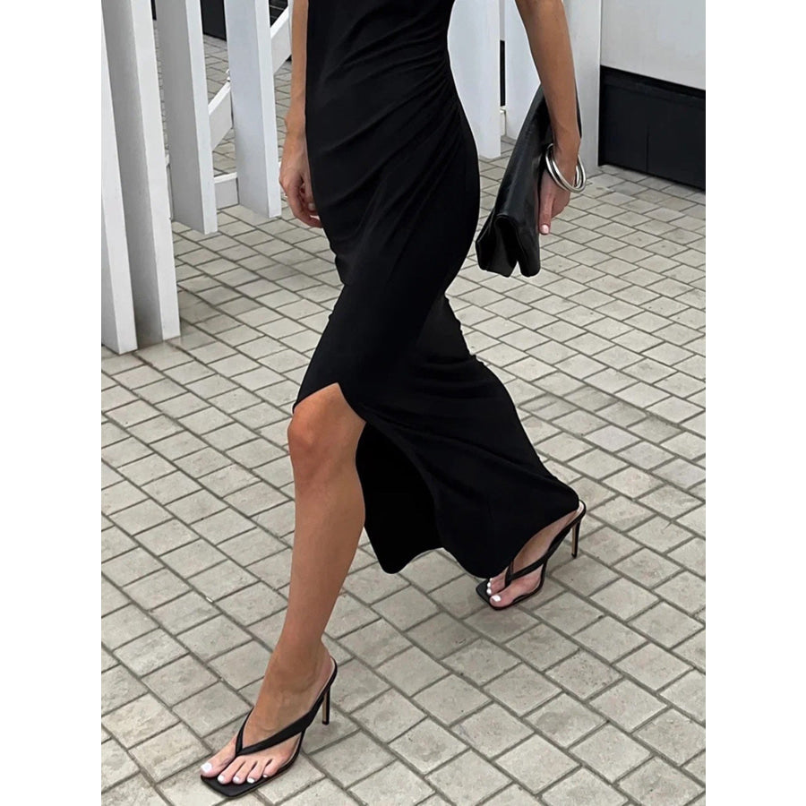 Slit Sleeveless Round Neck Maxi Dress Apparel and Accessories