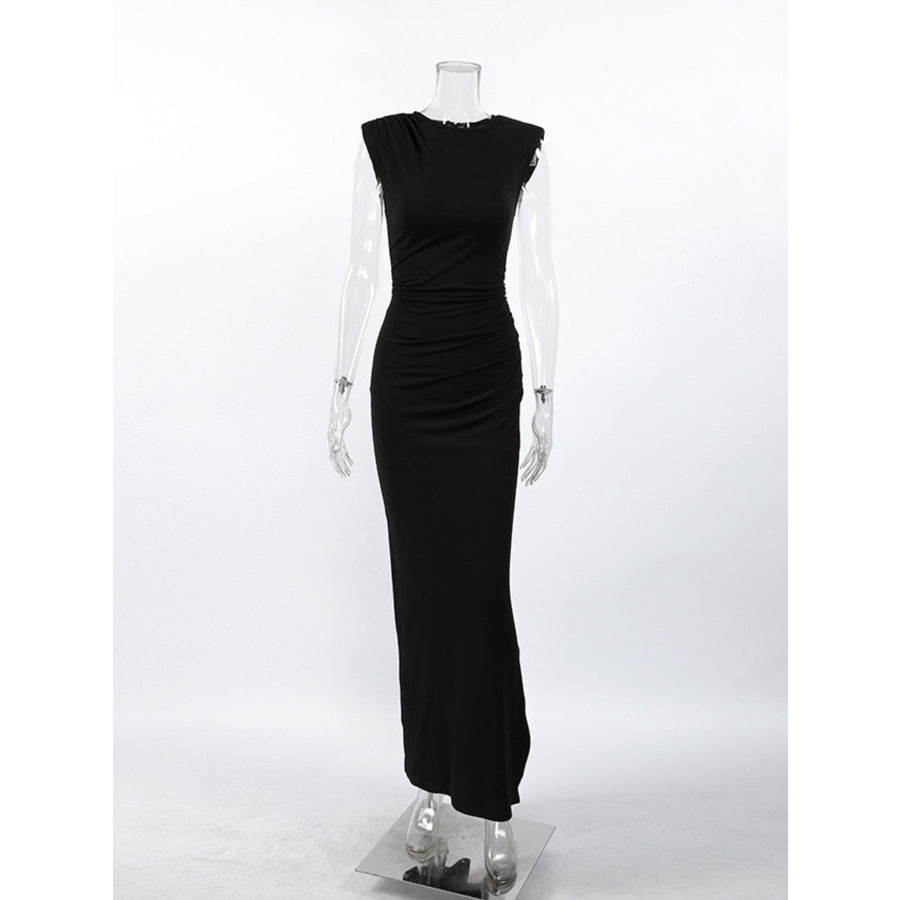 Slit Sleeveless Round Neck Maxi Dress Apparel and Accessories