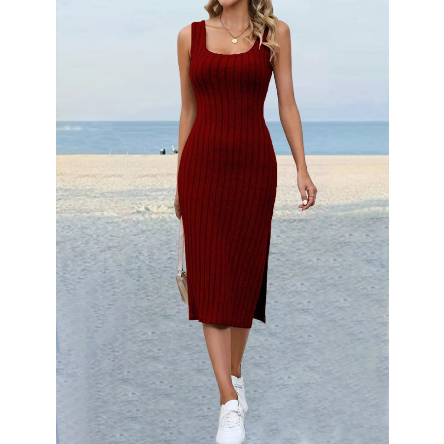 Slit Sleeveless Scoop Neck Dress Apparel and Accessories