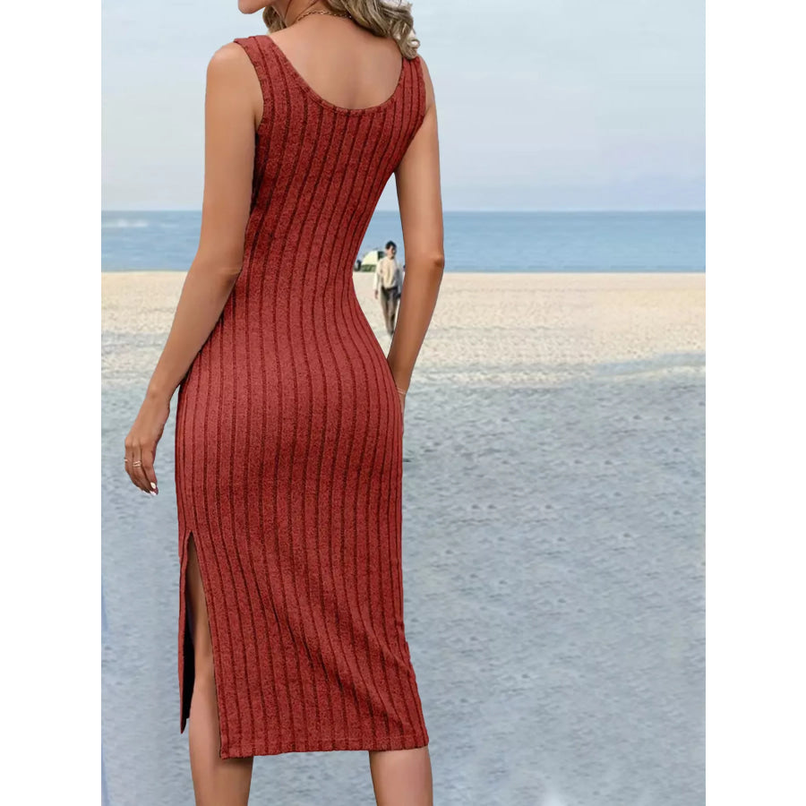 Slit Sleeveless Scoop Neck Dress Apparel and Accessories