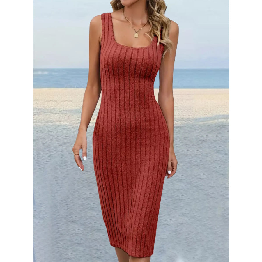 Slit Sleeveless Scoop Neck Dress Apparel and Accessories