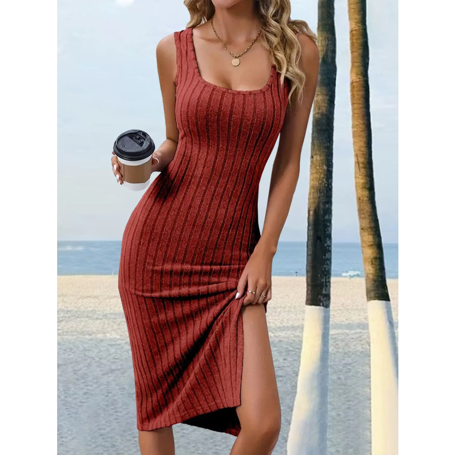 Slit Sleeveless Scoop Neck Dress Apparel and Accessories