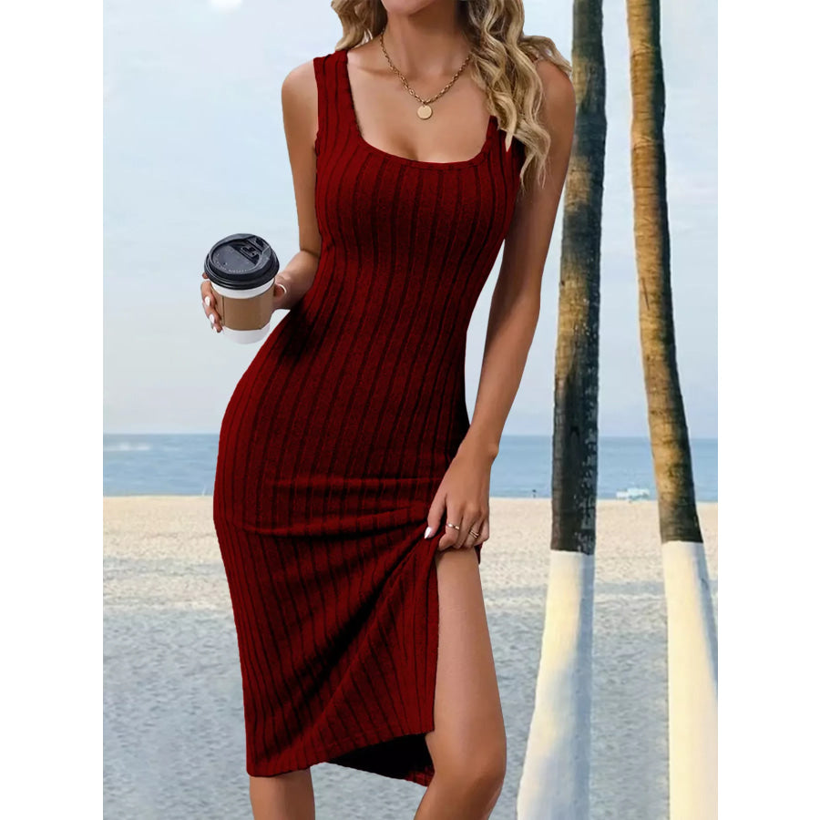 Slit Sleeveless Scoop Neck Dress Apparel and Accessories