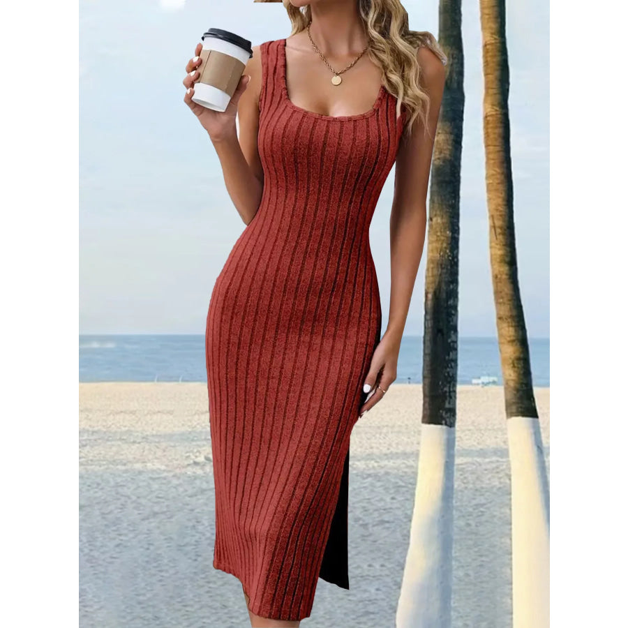 Slit Sleeveless Scoop Neck Dress Apparel and Accessories