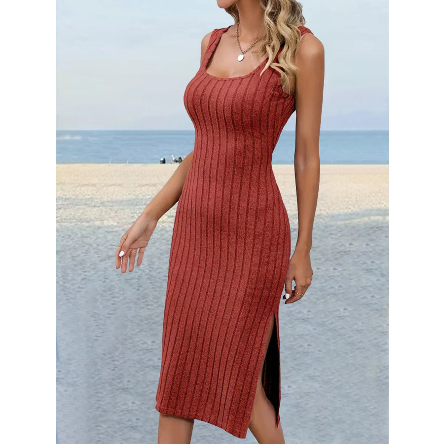 Slit Sleeveless Scoop Neck Dress Apparel and Accessories