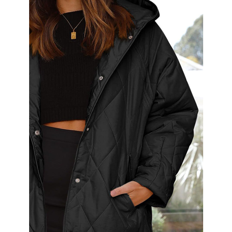 Slit Snap Down Long Sleeve Hooded Jacket Apparel and Accessories