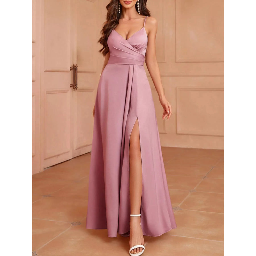 Slit Spaghetti Strap Maxi Dress Apparel and Accessories