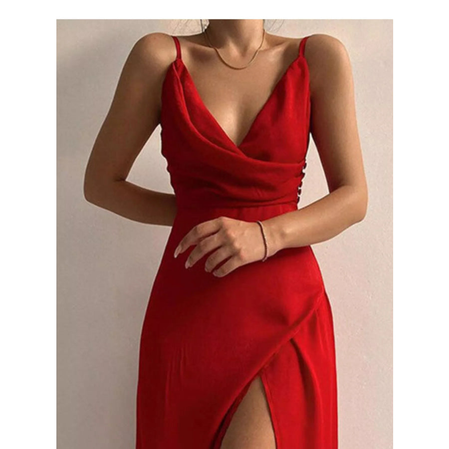 Slit Spaghetti Strap Maxi Dress Apparel and Accessories