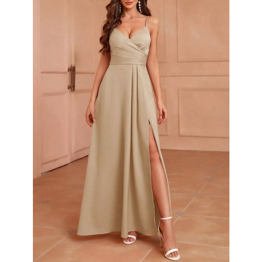 Slit Spaghetti Strap Maxi Dress Apparel and Accessories