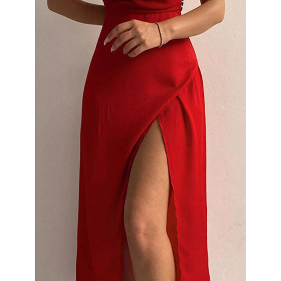 Slit Spaghetti Strap Maxi Dress Apparel and Accessories