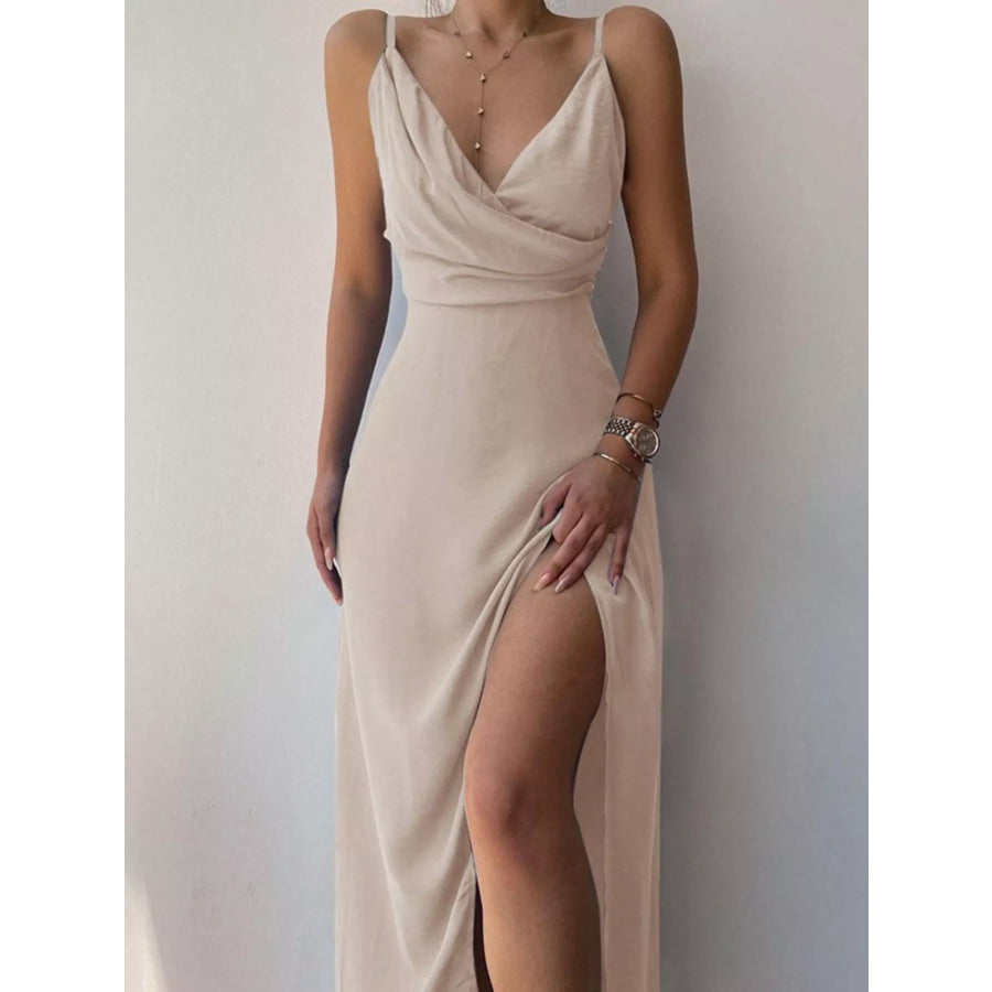 Slit Spaghetti Strap Maxi Dress Dust Storm / S Apparel and Accessories