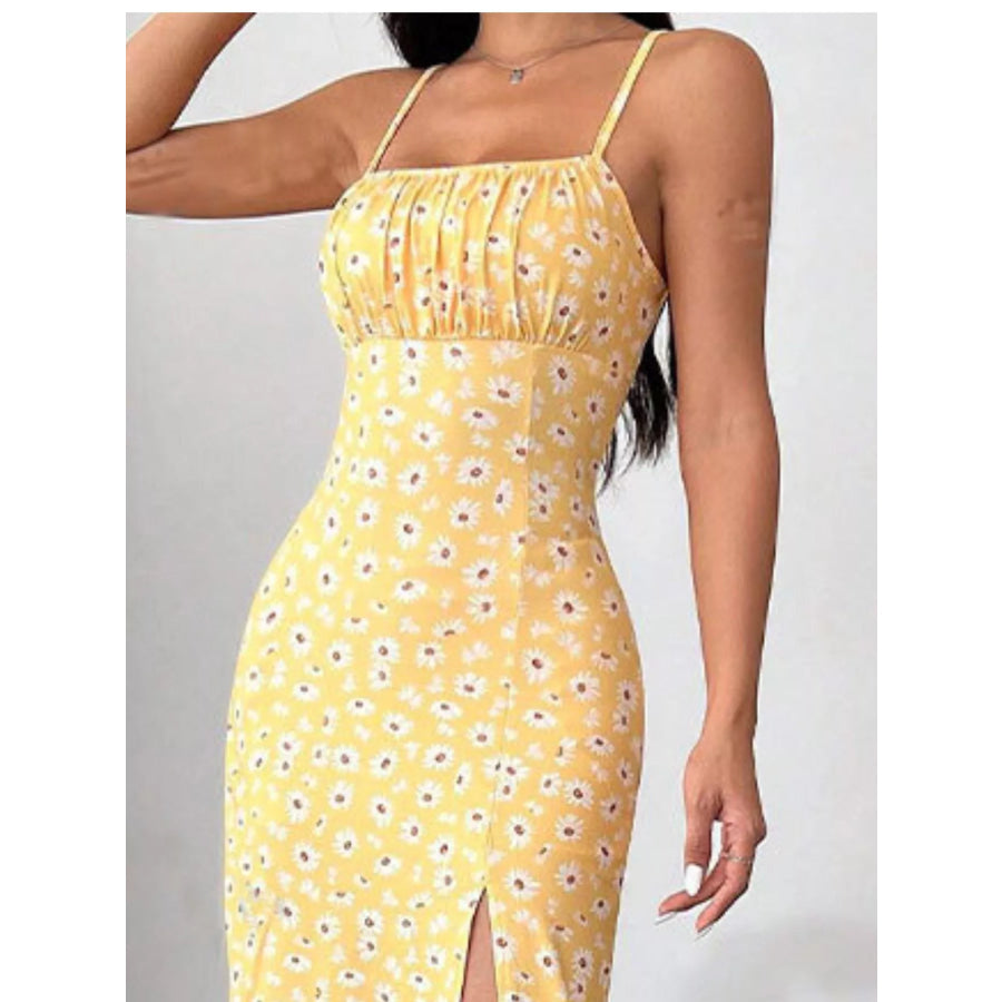 Slit Spaghetti Strap Midi Dress Apparel and Accessories