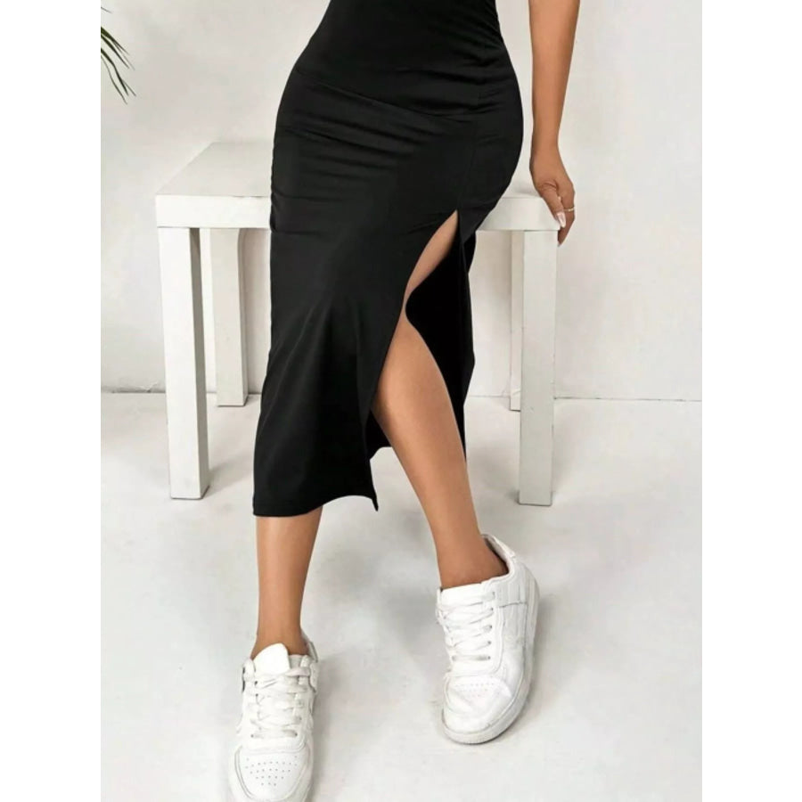 Slit Spaghetti Strap Midi Dress Apparel and Accessories