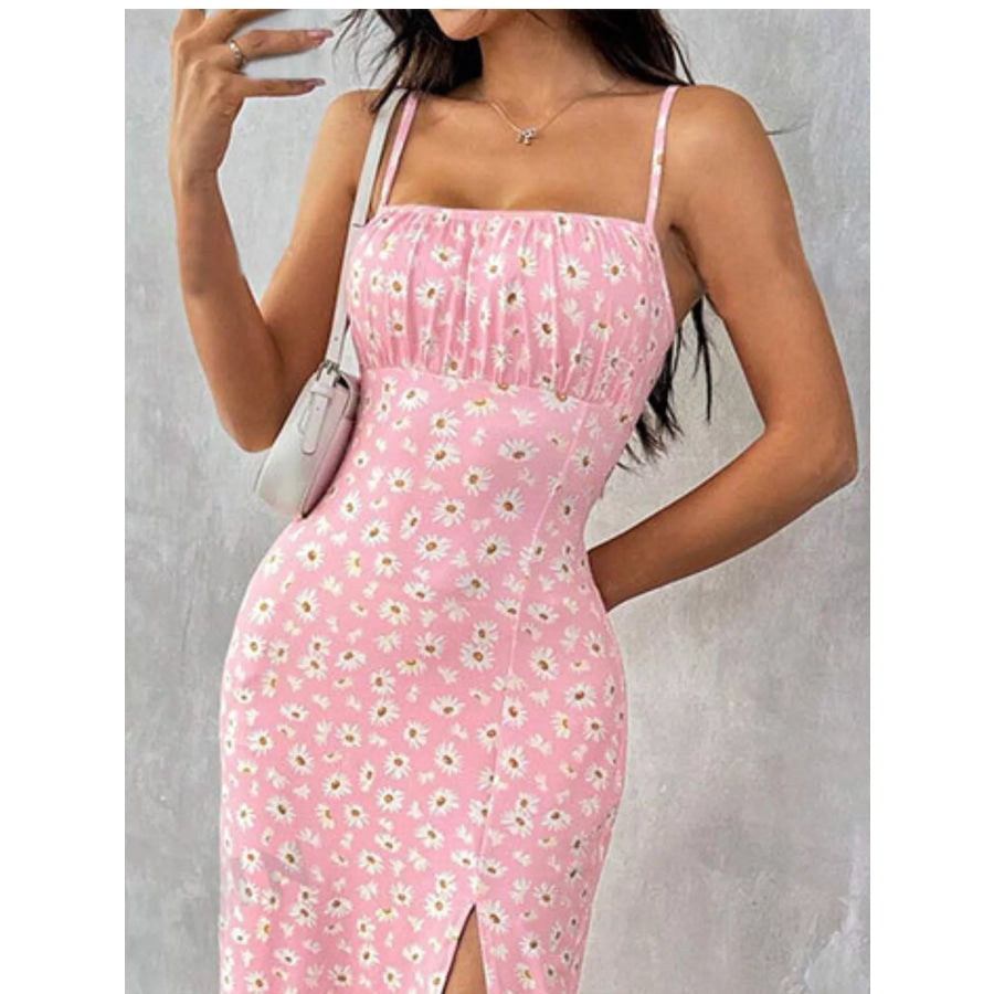Slit Spaghetti Strap Midi Dress Apparel and Accessories