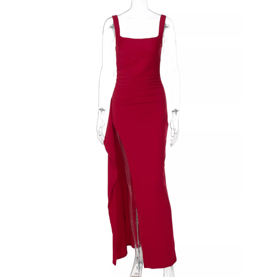 Slit Square Neck Maxi Dress Apparel and Accessories