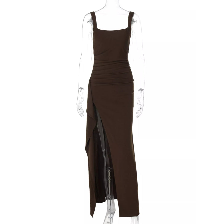 Slit Square Neck Maxi Dress Apparel and Accessories