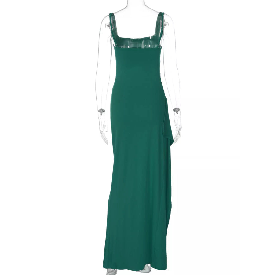 Slit Square Neck Maxi Dress Apparel and Accessories