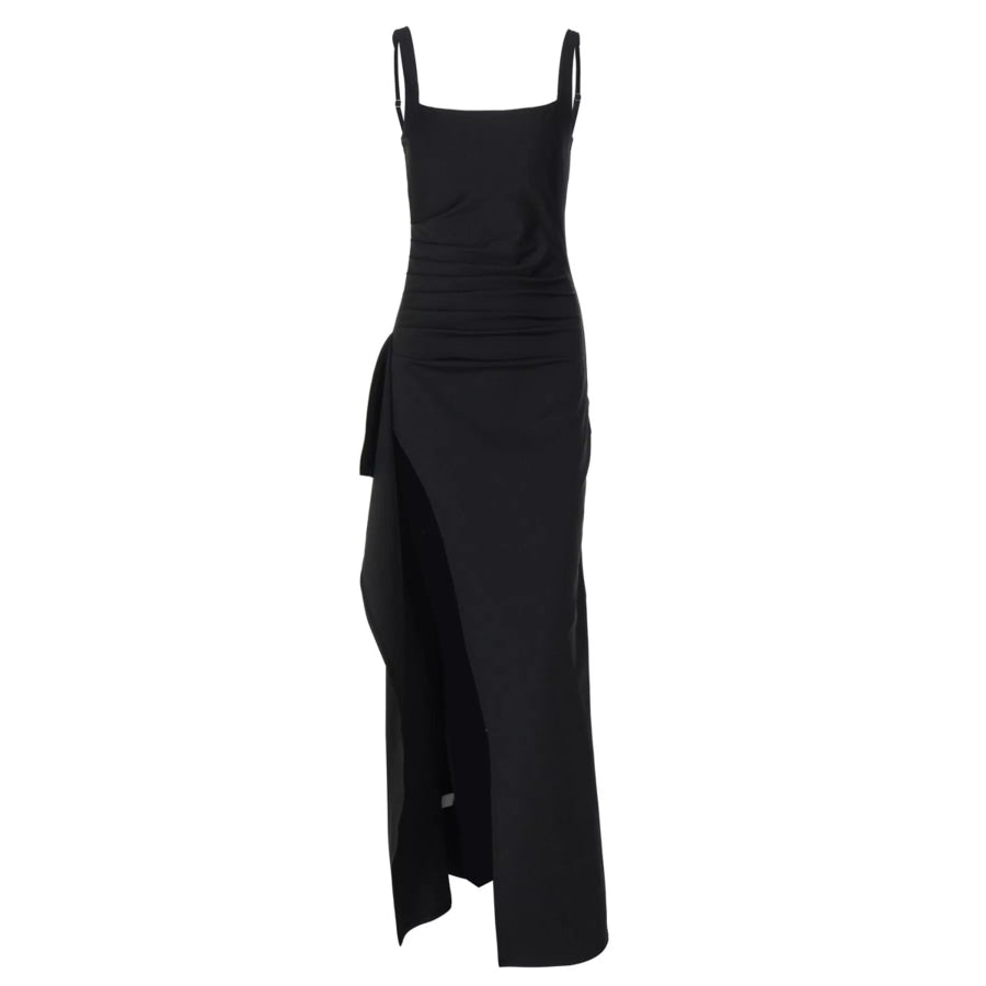 Slit Square Neck Maxi Dress Apparel and Accessories