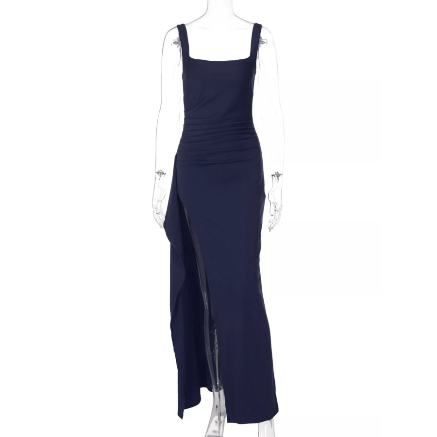 Slit Square Neck Maxi Dress Apparel and Accessories