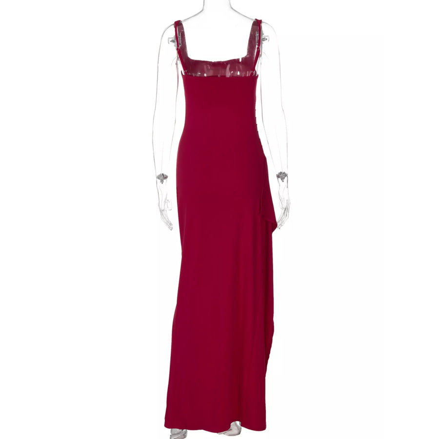 Slit Square Neck Maxi Dress Apparel and Accessories