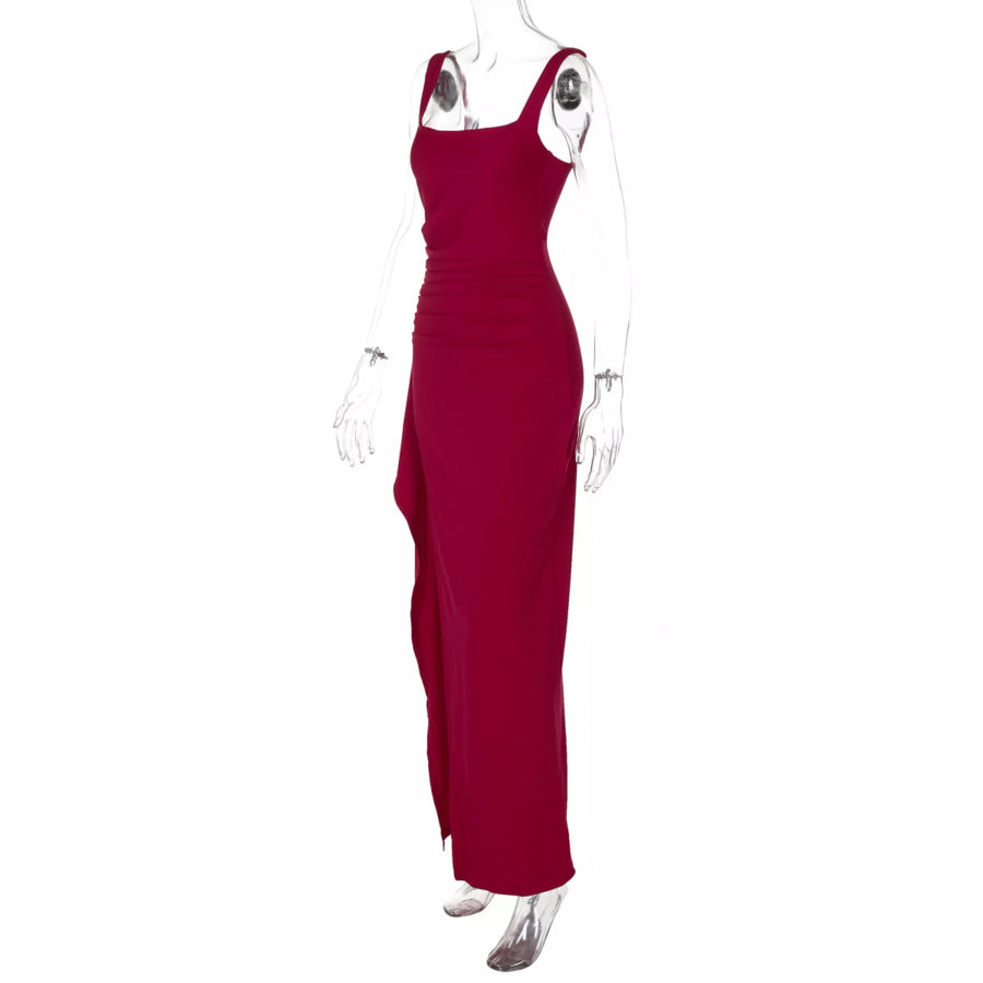 Slit Square Neck Maxi Dress Apparel and Accessories