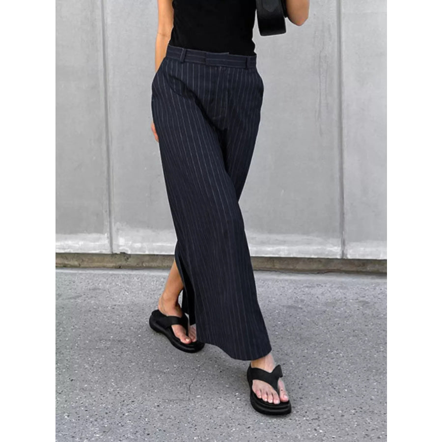 Slit Striped Maxi Skirt Apparel and Accessories