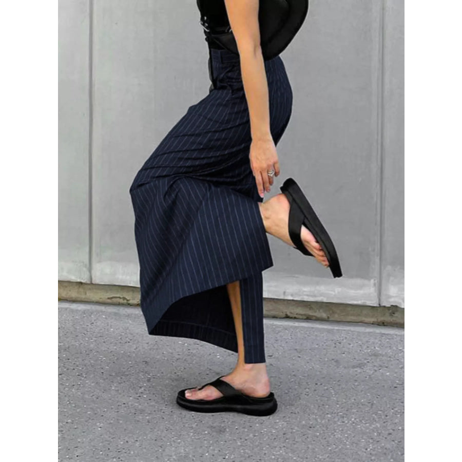 Slit Striped Maxi Skirt Apparel and Accessories