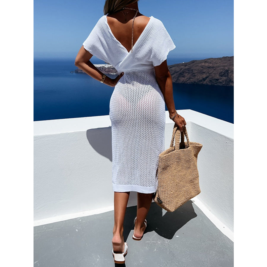 Slit Surplice Cap Sleeve Cover Up Apparel and Accessories