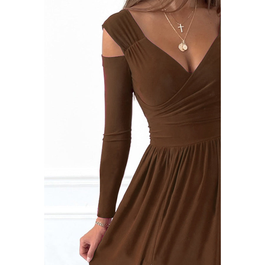 Slit Surplice Long Sleeve Maxi Dress Apparel and Accessories