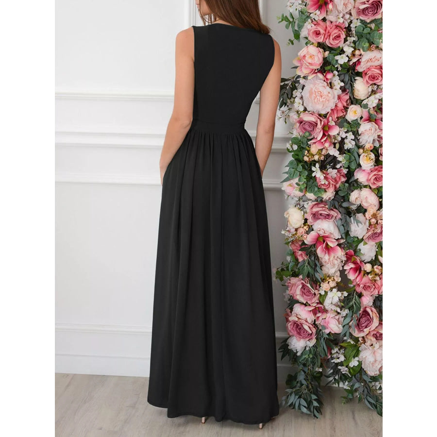 Slit Surplice Sleeveless Maxi Dress Apparel and Accessories