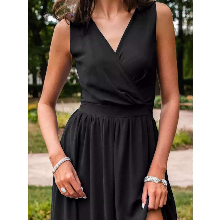 Slit Surplice Sleeveless Maxi Dress Apparel and Accessories