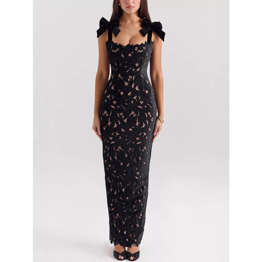 Slit Tie Shoulder Maxi Dress Apparel and Accessories
