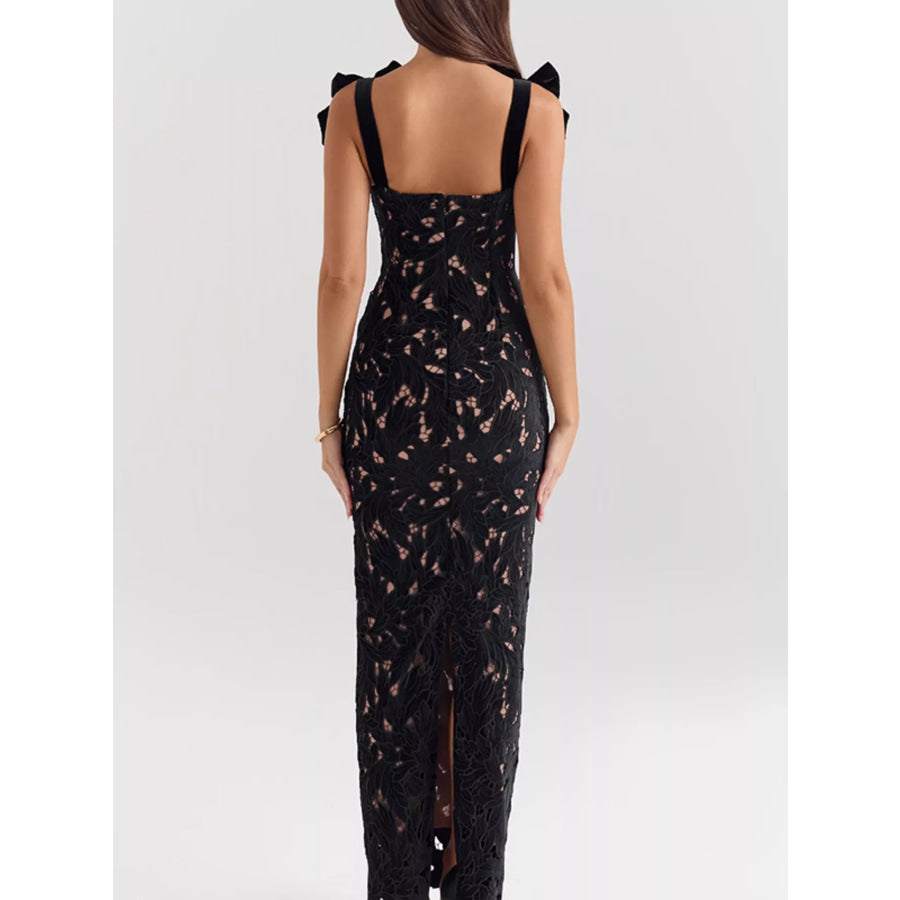 Slit Tie Shoulder Maxi Dress Apparel and Accessories