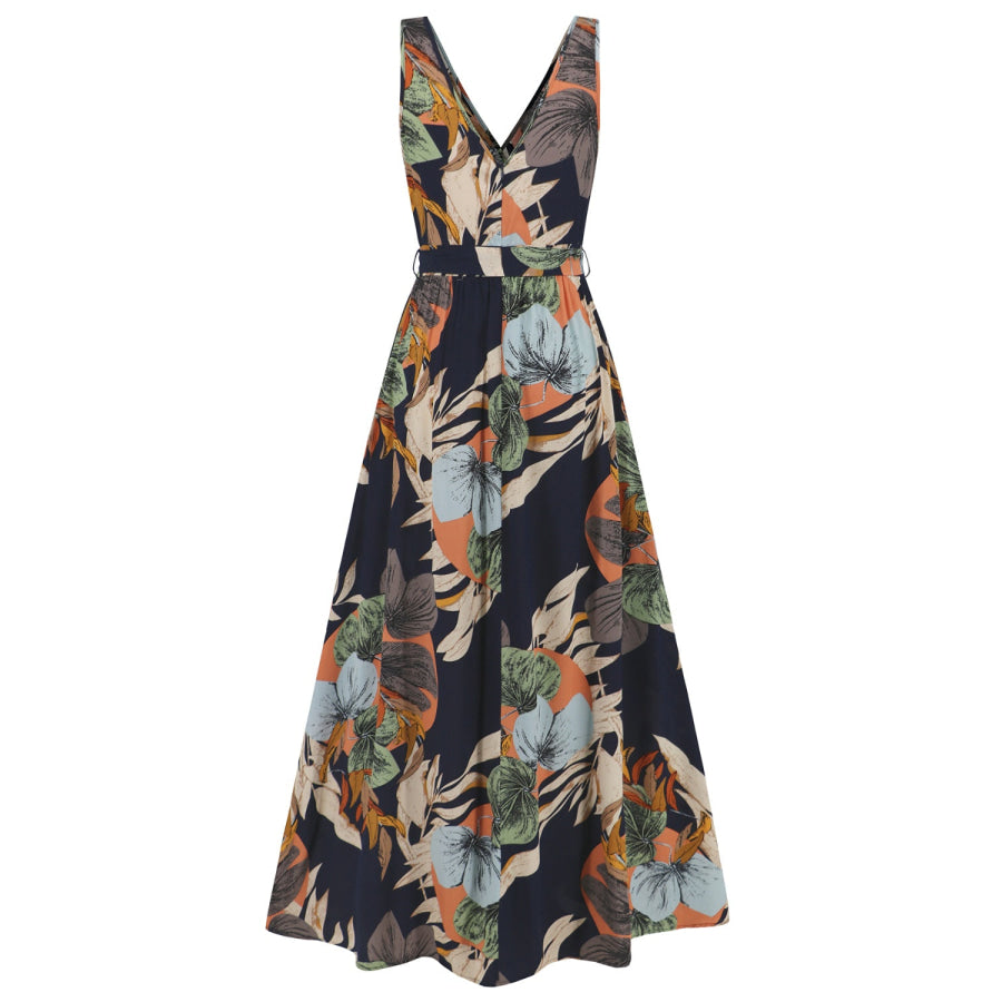 Slit Tied Printed Surplice Dress Apparel and Accessories