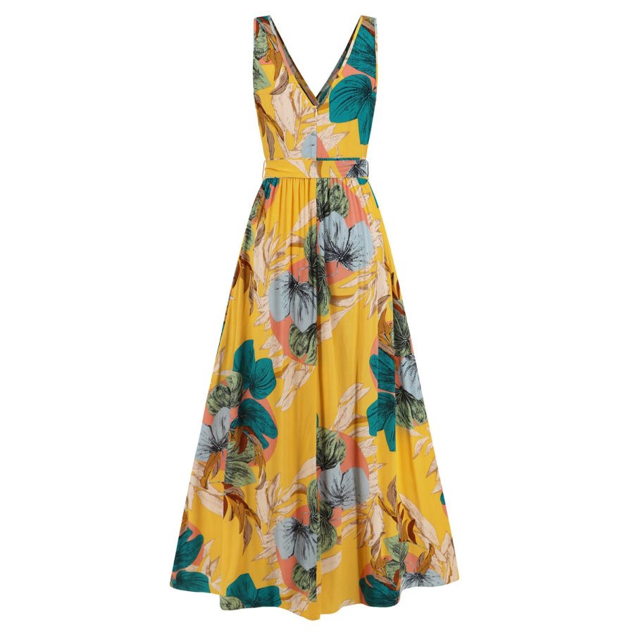 Slit Tied Printed Surplice Dress Apparel and Accessories