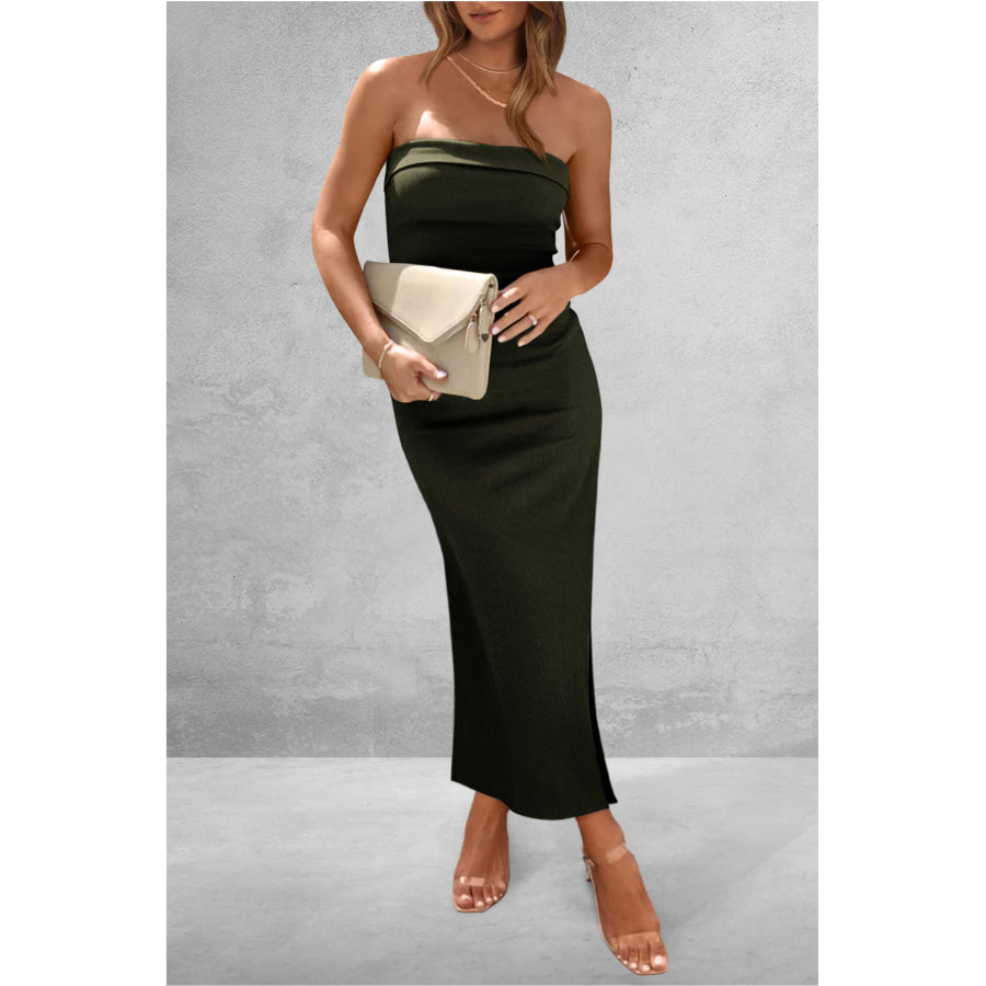 Slit Tube Midi Dress Apparel and Accessories