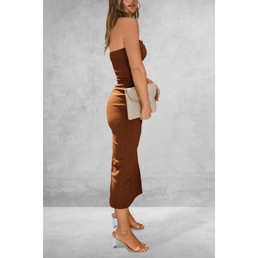 Slit Tube Midi Dress Chestnut / S Apparel and Accessories