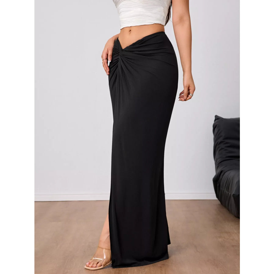Slit Twist-Front Bodycon Maxi Skirt Apparel and Accessories